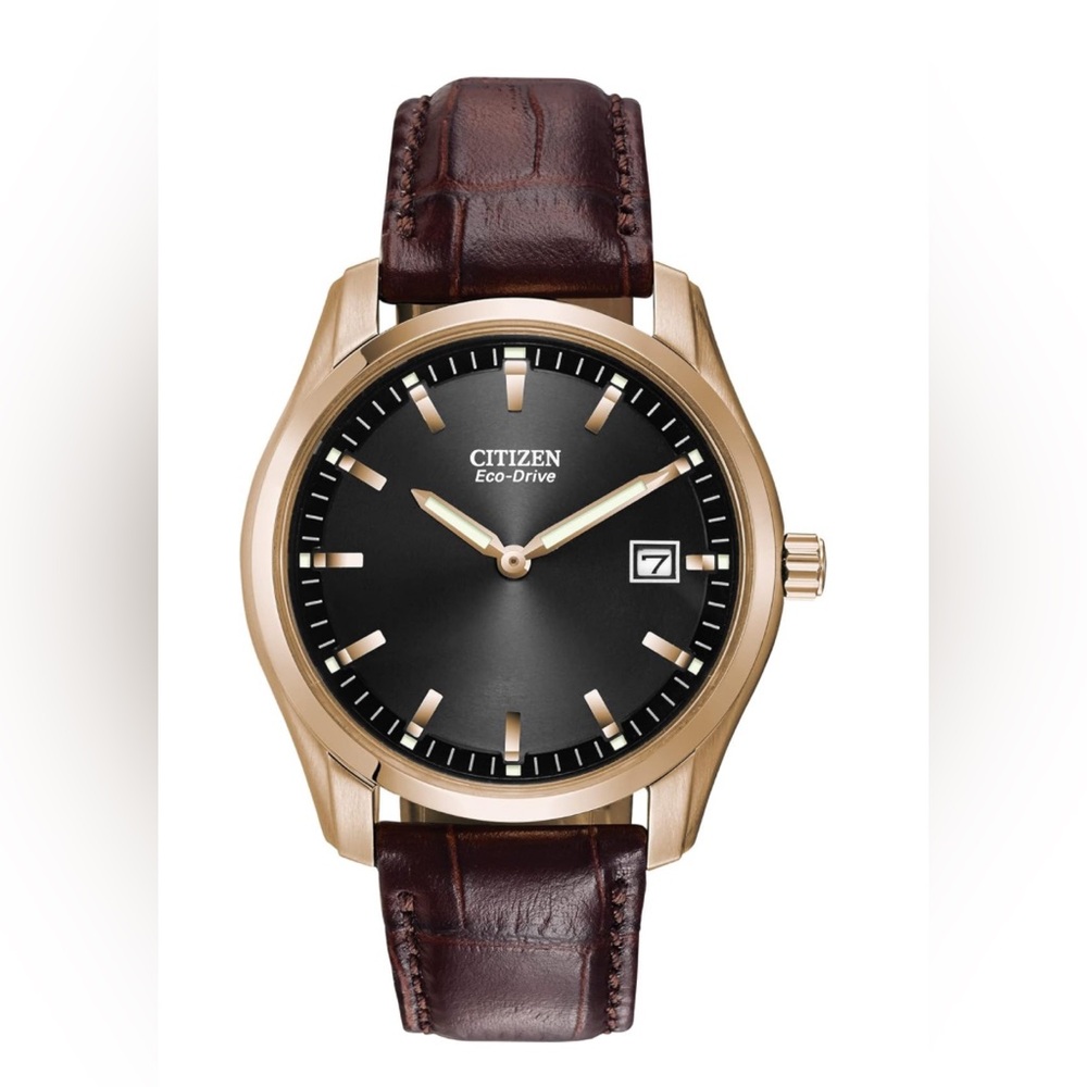 Citizen Men's Classic Eco-Drive Leather Strap Watch, Date,